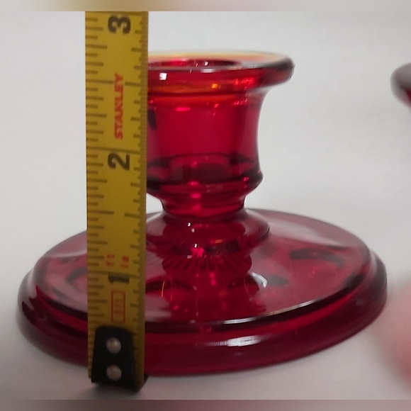Pair vintage Imperial ruby red candle holders - Picture 6 of 9
